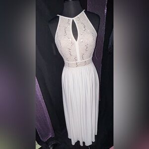 NWT Morgan & Co. Off- White Sequin Tie-Back Goddess Dress